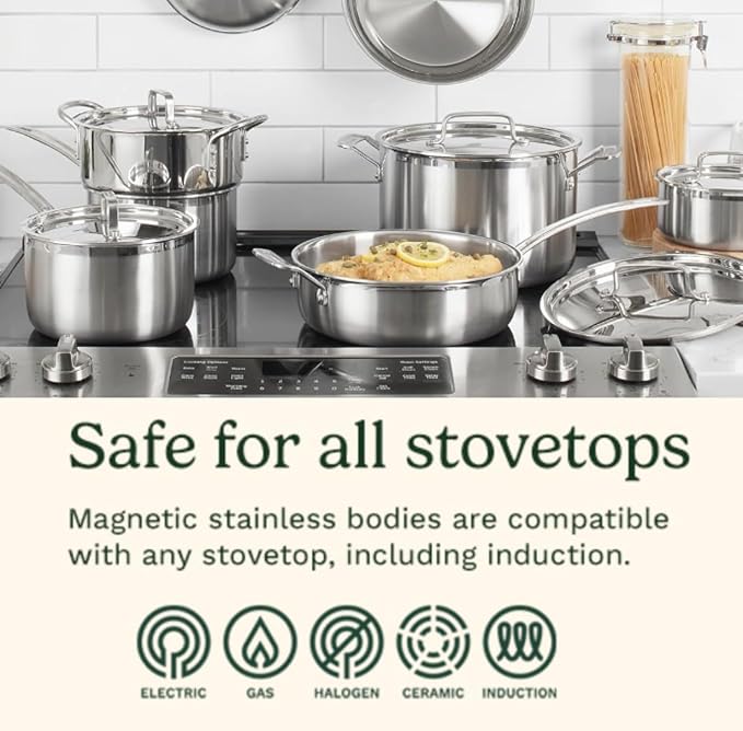 Cuisinart 12-Piece MultiClad Pro Triple Ply Stainless Stainless Steel Pots and Pans Set, Cookware Set Compatible with Induction, Electric, Gas Cooktops, Cool Grip Handles, Oven Safe to 500°F, Silver