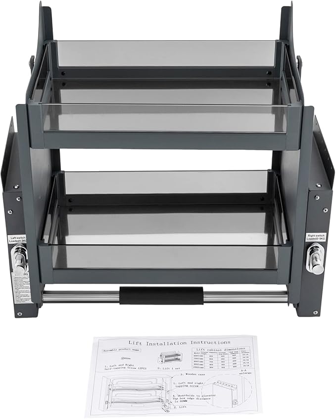 Pull Down Cabinet Organizer, 2-Tier Pull Down Shelf, Heavy-Duty Pull Down Spice Rack, Upper Kitchen Wall Cabinet Storage Organizer, for Kitchen Appliance(24inch Cabinet) (style1)