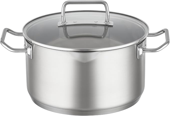 Rösle EXPERTISO Cookware Collection 9.5 in. Stainless Steel High Casserole Pot with Glass Lid