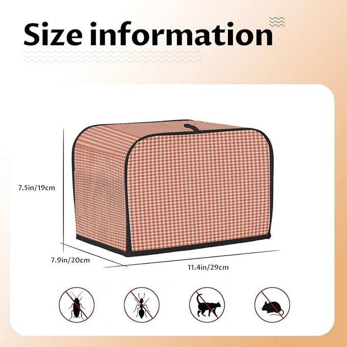 Red Retro Stripes Toaster Cover 2 Slice Wide Slot Washable Kitchen Appliance Covers Fingerprint Bread Machine Dust Cover Small Toaster Oven Accessories Covers Bread Maker Bag Women Gift