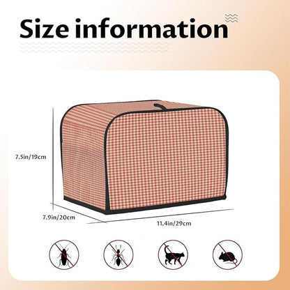 Red Retro Stripes Toaster Cover 2 Slice Wide Slot Washable Kitchen Appliance Covers Fingerprint Bread Machine Dust Cover Small Toaster Oven Accessories Covers Bread Maker Bag Women Gift