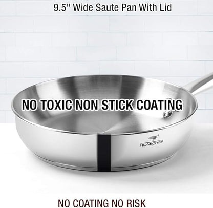 HOMICHEF 14-Piece Nickel Free Stainless Steel Cookware Set - Nickel Free Pots and Pans Set - Non-Toxic, Healthy Induction Cookware