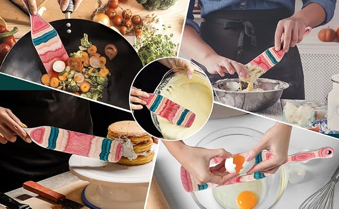 MYRAINBOW A5-3 Spurtle Set, Wooden Utensils for Cooking, Kitchen Utensils Set, Pakkawood Kitchen Cooking Utensils Set, Apartment Essentials Wood Serving Spatula spoon, Home & kitchen Gift