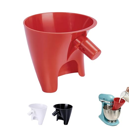 Flour Funnel for KitchenAid Tilt-Head Stand Mixer 4.5 & 5 Qt (KSM150), 5 Qt Anti-Splash Attachment, Easy to Use Kitchen Aid Flour Funnel for Baking (Red)