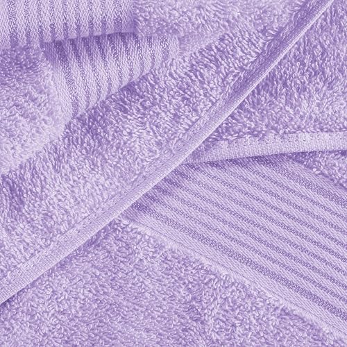 Belizzi Home Ultra Soft 3 Pack Cotton Towel Set, Contains a Bath Towel 28x55 inch, a Hand Towel 16x24 inch & a Wash Coth 12x12 inch, Ideal Everyday use, Compact & Lightweight - Purple
