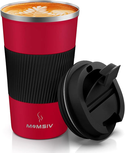MOMSIV 17oz Travel Mug, Insulated Coffee Cup with Leakproof Lid, Vacuum Stainless Steel Double Walled Reusable Tumbler for Hot and Cold Water Coffee and Tea In Travel and Car
