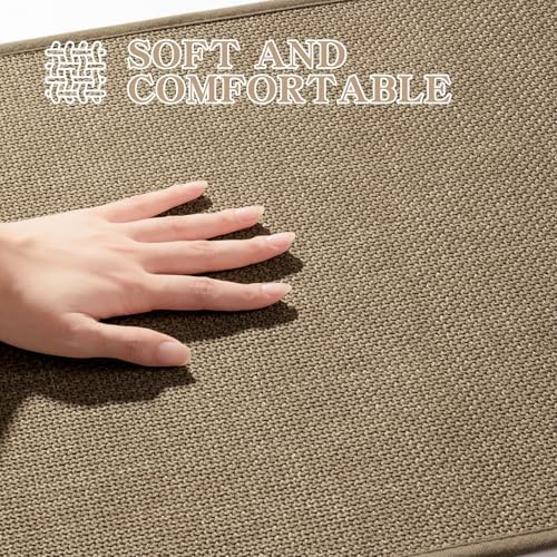 chakme Bathroom Rugs Mat 32x17, Ultra Thin Non Slip Bath Mat Quick Dry Absorbent Bath Mat for Bathroom Floor, (Dark Beige, 32"x17")