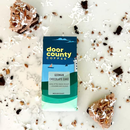Door County Coffee German Chocolate Cake Flavored Coffee -10oz Bag - Ground Medium Roast - 100% Arabica