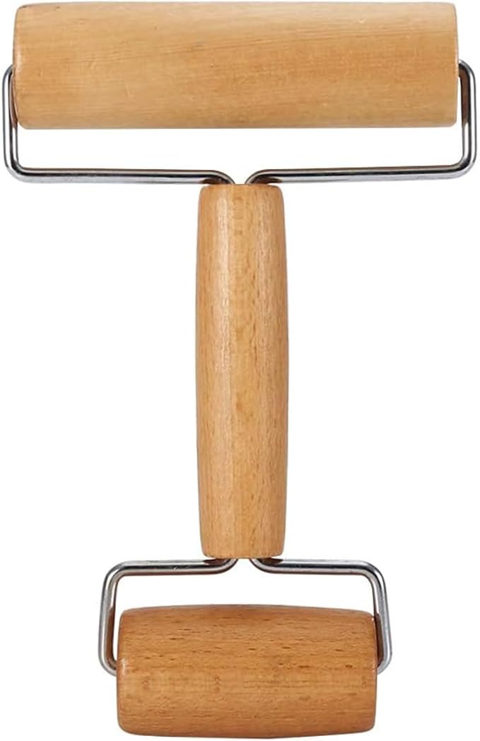 Small Rolling Pin,Wooden Dough Roller T-Shape Pastry Roller,Non-Stick Pizza Dough Roller for Baking Cookies Pizza Pie Fondant,Multifunctional Pizza Roller Tool (4.13in)