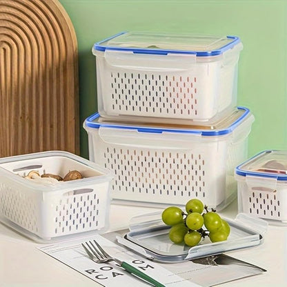 2-Pack Refrigerator Storage Containers with Removable Colander Baskets, Fridge Organizer Box for Fruits Vegetables, Keep Fresh & Tidy, Space Saving Kitchen Food Storage Container Set