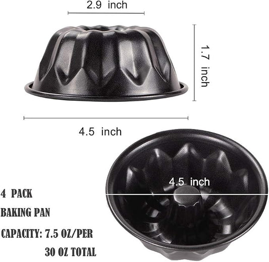 Webake 4 Inch Mini Fluted Tube Pans Nonstick Bakeware Set of 4, Angel Food Cake, Kugelhopf, Brownie