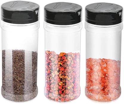 12 Pack Plastic Spice Containers, 8oz Plastic Spice Jars with Black Cap, Plastic Spice Bottles With Shaker Lids, Empty Seasoning Bottles Plastic Seasoning Containers for Spice, Herbs and Powders