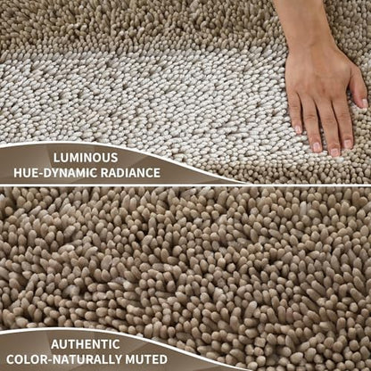 Yimobra Chenille Bathroom Rugs Non Slip, Extra Thick Soft Absorbent Bath Rug, Machine Washable Quick Dry Bath Mat for Bathroom Floor, Tub and Shower, Home Decor Accessories, 24x17, Camel