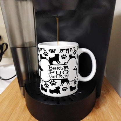 ThisWear Dog Owner Gifts Best Pug Dad Ever Paw Pattern Gift 11oz Ceramic Coffee Mug with Handle