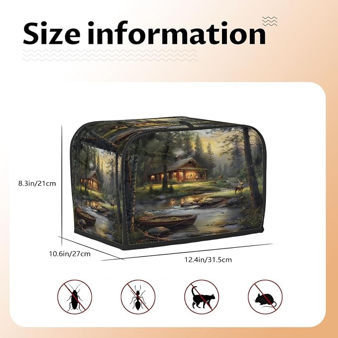Forest Deer Animal Toaster Cover 4 Slice Wide Slot Washable Kitchen Appliance Covers Fingerprint Bread Machine Dust Cover Small Toaster Oven Accessories Covers Bread Maker Bag Women Gift