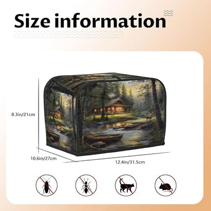 Forest Deer Animal Toaster Cover 4 Slice Wide Slot Washable Kitchen Appliance Covers Fingerprint Bread Machine Dust Cover Small Toaster Oven Accessories Covers Bread Maker Bag Women Gift