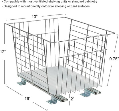 Household Essentials Nickel-Plated Steel Basket Organizer with Clear Plastic Liner