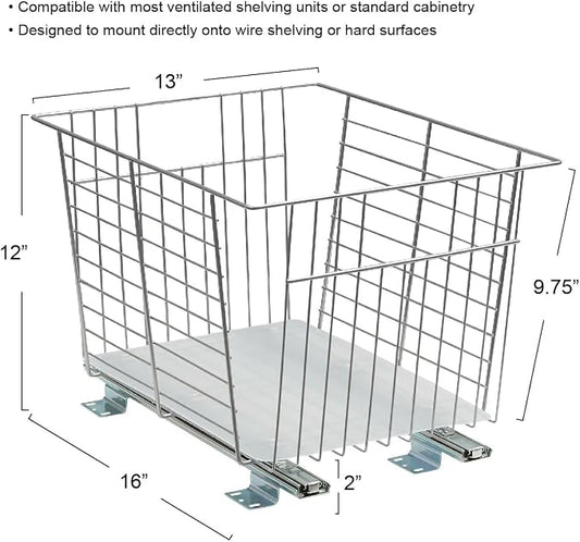 Household Essentials Nickel-Plated Steel Basket Organizer with Clear Plastic Liner