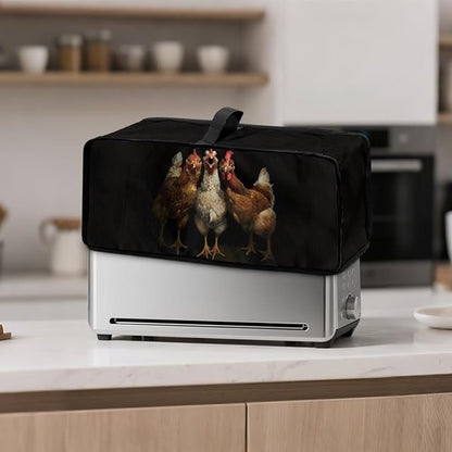 Chicken Toaster Cover 2 Slice Black Cover for 2 Slice Slim Toaster, Easy to Fold and Carry Machine Washable Dust Covers for Kitchen Appliances