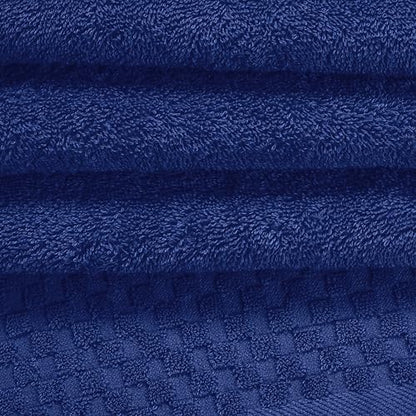 MyOwn Premium Cotton 6 Pack Towel Set for Bathroom, Contains 2 Bath Towels 28x55 inch, 2 Hand Towels 16x24 inch & 2 Wash Coths 12x12 inch, Ideal Everyday use, Compact & Lightweight - Navy Blue