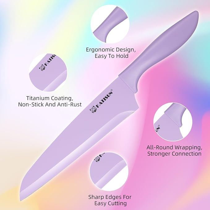 Knife Set with Kitchen Cutting Board，30 Piece Colour Coding Stainless Steel Boxed Knives Set with Kitchen Shears，14 Knives with 14 Blade Covers，Anti-Rust and Dishwasher Safe