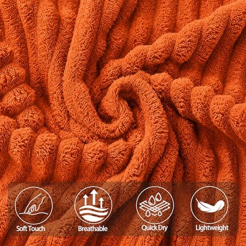6 PC Bath Towel Set, 40"x80" Oversized Bath Sheets, Burnt Orange