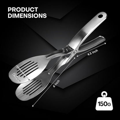 10.8 Inch 304 Stainless Steel Cooking Tongs, Metal Kitchen Tongs with Oil Drain Holes & Spring Rebound, Anti-Slip Handle for Grilling BBQ Salad Serving