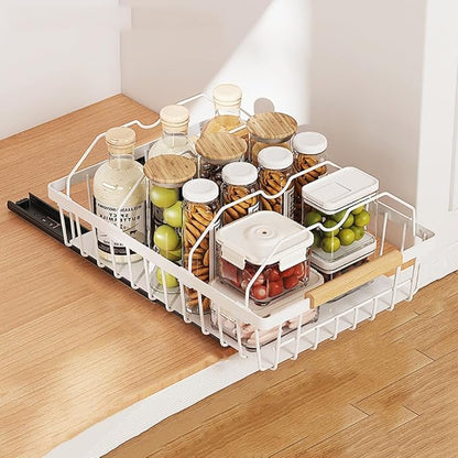 Pull Out Cabinet Organizer, Heavy Duty Slide Out Drawer, No Drill Pull Out Drawers, Multifunctional Pantry Shelves Under Sink Storage Kitchen Drawer for Bathroom Pantry