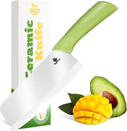 Durable Ceramic Knife for Chopping Vegetables & Fruits, 6” Non-Reactive and Professional Ceramic Chef Knife for Clean Cutting, Sharp Santoku Blade with Ergonomic Handle, Gift-Ready Kitchen Knives