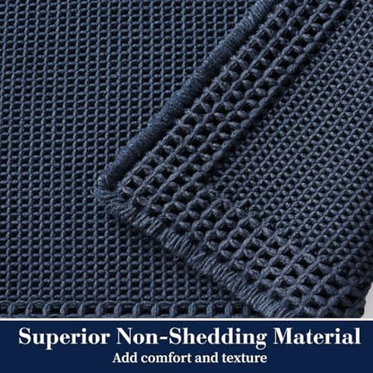 RESARE Waffle Bath Mat for Bathroom, Non Slip Bathroom Rugs 24"x36" Navy