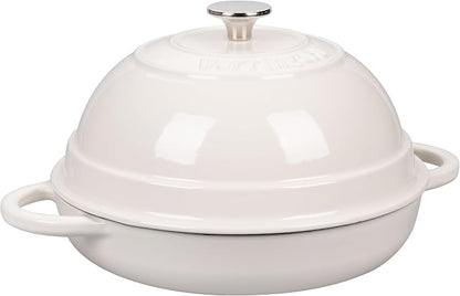 VORRINGARD Cast Iron Enameled Dutch Oven Pot with Lid for Bread Baking, Bread Oven, 6 Quart, White