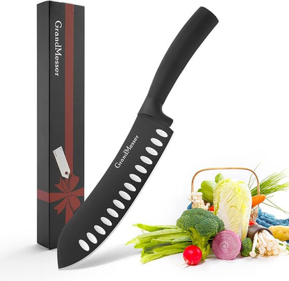 Butcher Breaking Knife, 7 inch Bullnose Knife, Black Titanium Nitride Coated, High Carbon German Stainless Steel, Ergonomic Non-slip Handle, with Gift Box