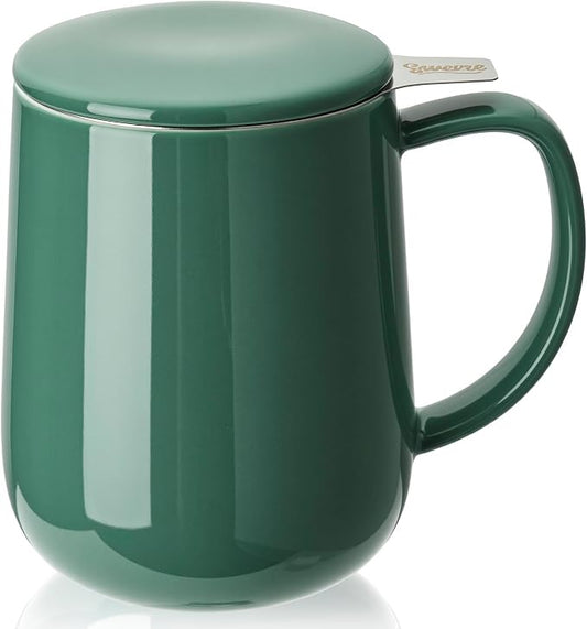 Sweese 20 OZ Porcelain Tea Mug with Infuser and Lid, Sage Green Tea Cup, Gifts for Tea Lover - Sage Green