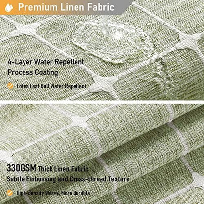 BTTN Extra Long Boho Farmhouse Linen Shower Curtain Set, 72x96, Sage Green