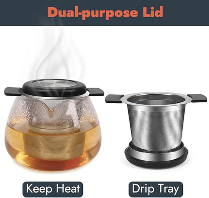 2pcs Tea Infuser for Loose Leaf Tea, Stainless Steel Tea Steeper with Heat Proof Handle, Extra Fine Mesh Tea Strainer, Gift for Tea Lovers (Black, Grey)