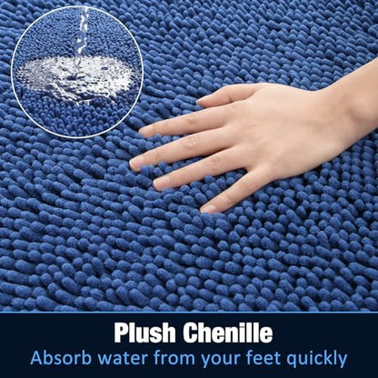 LOCHAS Luxury Bathroom Rug Shaggy Bath Mat 24 x 60 Inch, Blue
