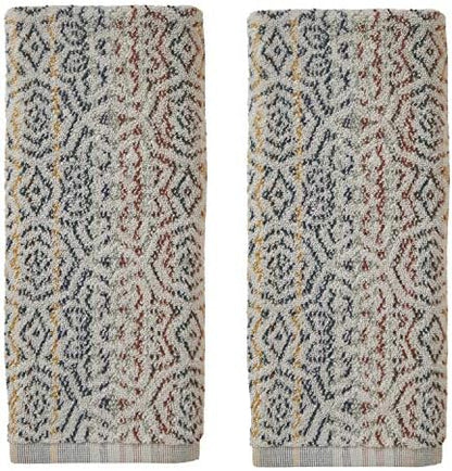 SKL Home Rhapsody Hand Towel Set-2pc, Premium 100% Cotton, Spice