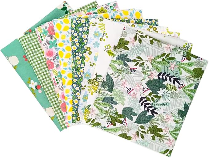Fabric, 8 pcs/lot Fat Quarter Fabric Bundles 100% Cotton 19.69" x 19.69" (50cm x 50cm) Quilting Cotton Craft Pre-Cut Squares Sheets for Patchwork Sewing Quilting Crafting, Floral Pattern.