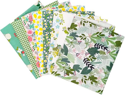 Fabric, 8 pcs/lot Fat Quarter Fabric Bundles 100% Cotton 19.69" x 19.69" (50cm x 50cm) Quilting Cotton Craft Pre-Cut Squares Sheets for Patchwork Sewing Quilting Crafting, Floral Pattern.