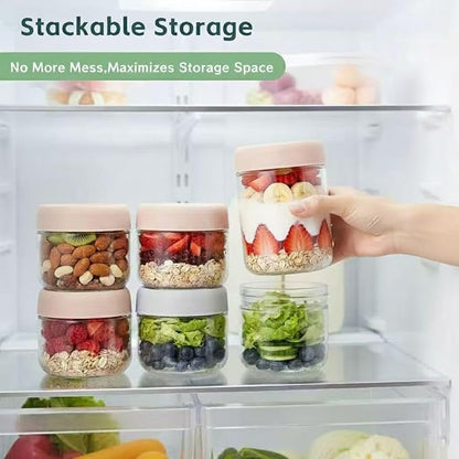 2 Pack Glass Overnight Oats Containers with Lids,Stackable Wide Mouth Mason Glass Jars with Airtight Seal Lids,Food Storage Jars for Meal Prep,Yogurt Parfaits,Meal Prep,Pudding,Spices (16 Oz)