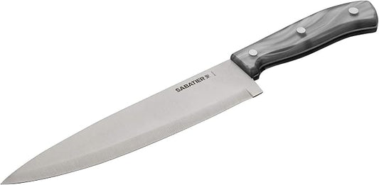 Sabatier Triple Riveted Chef Knife, 8-Inch, Razor-Sharp Kitchen Knife to Cut Fruit, Vegetables and more, High-Carbon Stainless Steel, Gray