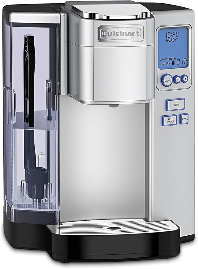 Cuisinart Coffee Maker, Single Serve 72-Ounce Reservoir Pod Coffee Machine, Programmable Brewing & Hot Water Dispenser, 5 Cup-Size Settings, Stainless Steel, SS-10P1, Silver