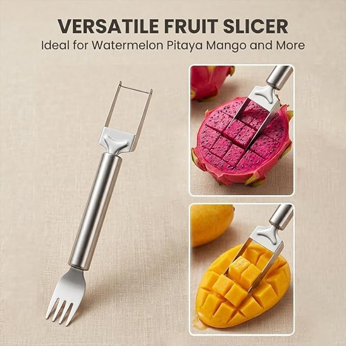 Watermelon Slicer & Fork,2-in-1 Stainless Steel Fruit Cutter Tool for Kitchen Gadgets, Watermelon Fork Slicer Cutter for Summer Party, Camping & Picnic, (2 Packs)