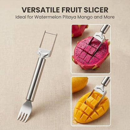 Watermelon Slicer & Fork,2-in-1 Stainless Steel Fruit Cutter Tool for Kitchen Gadgets, Watermelon Fork Slicer Cutter for Summer Party, Camping & Picnic, (2 Packs)