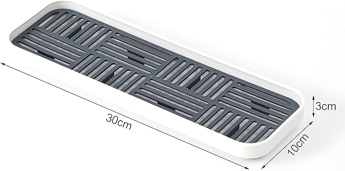2-in-1 Kitchen Sink Caddy Organizer with Plastic Drain Grate, Double-Layer Drain Sponge Soap Holder & Food Fruit Vegetable Drain Tray for Sink Countertop Home Kitchen Restaurant Hotel, Grey (1 Pack)