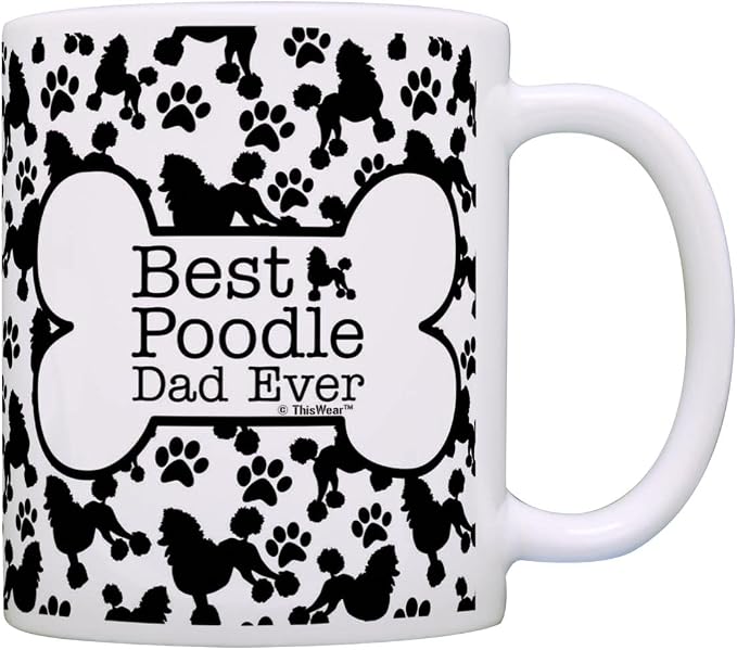 ThisWear Dog Owner Gifts Best Poodle Dad Ever Paw Pattern Gift 11oz 11oz Ceramic Coffee Mug with Handle