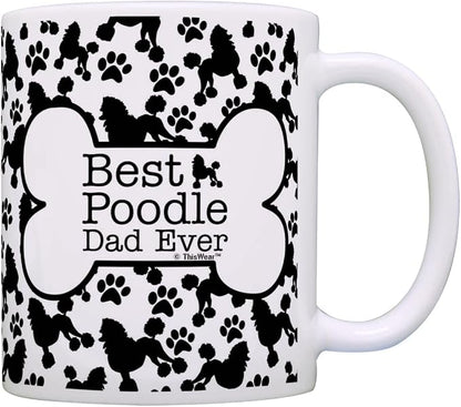 ThisWear Dog Owner Gifts Best Poodle Dad Ever Paw Pattern Gift 11oz 11oz Ceramic Coffee Mug with Handle