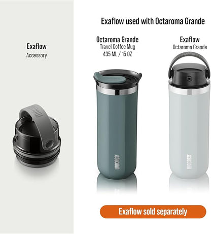 WACACO Octaroma Grande Vacuum Insulated Coffee Mug, 15 fl oz (435ml), Double-wall Stainless Steel Travel Tumbler With Drinking Lid, Cadet Blue