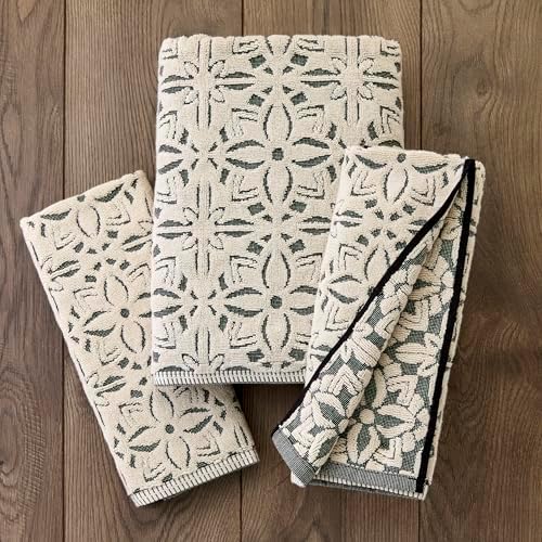 SKL Home Lisbon Hand Towel Set-2pc, Premium 100% Cotton, Black