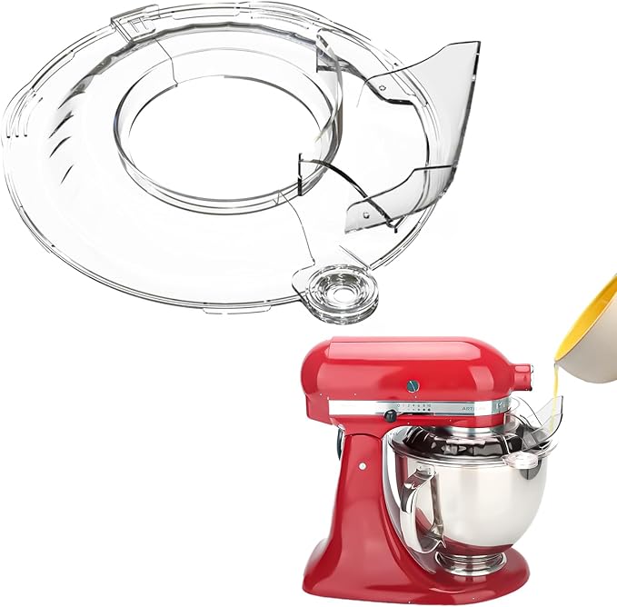 Pouring Shield for KitchenAid Tilt Head 4.5-5 QT (for Stainless Steel Bowls Only), for Kitchen aid Accessories and Attachments, Fully Enclosed Foldable Lid Mixer Bowl Cover & Flour Funnel
